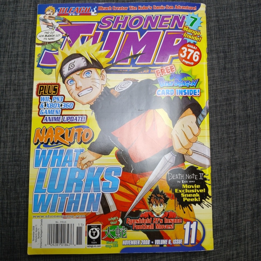 Shonen Jump Manga Bleach November 2008 Volume 11 Issue 7‎ Naruto Death Note- TA